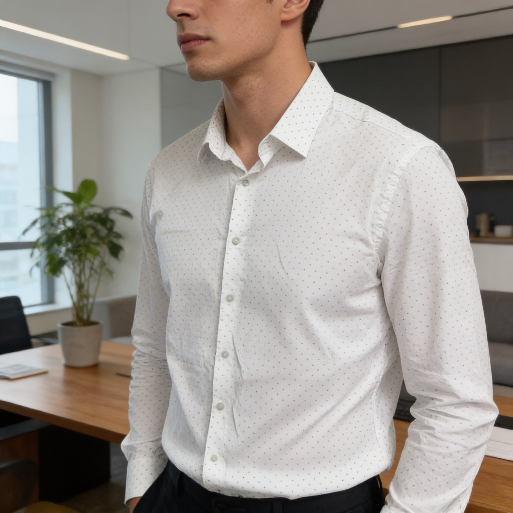 Bar III Mens Dress Textured Shirt Slim Fit Stretch, Size XL