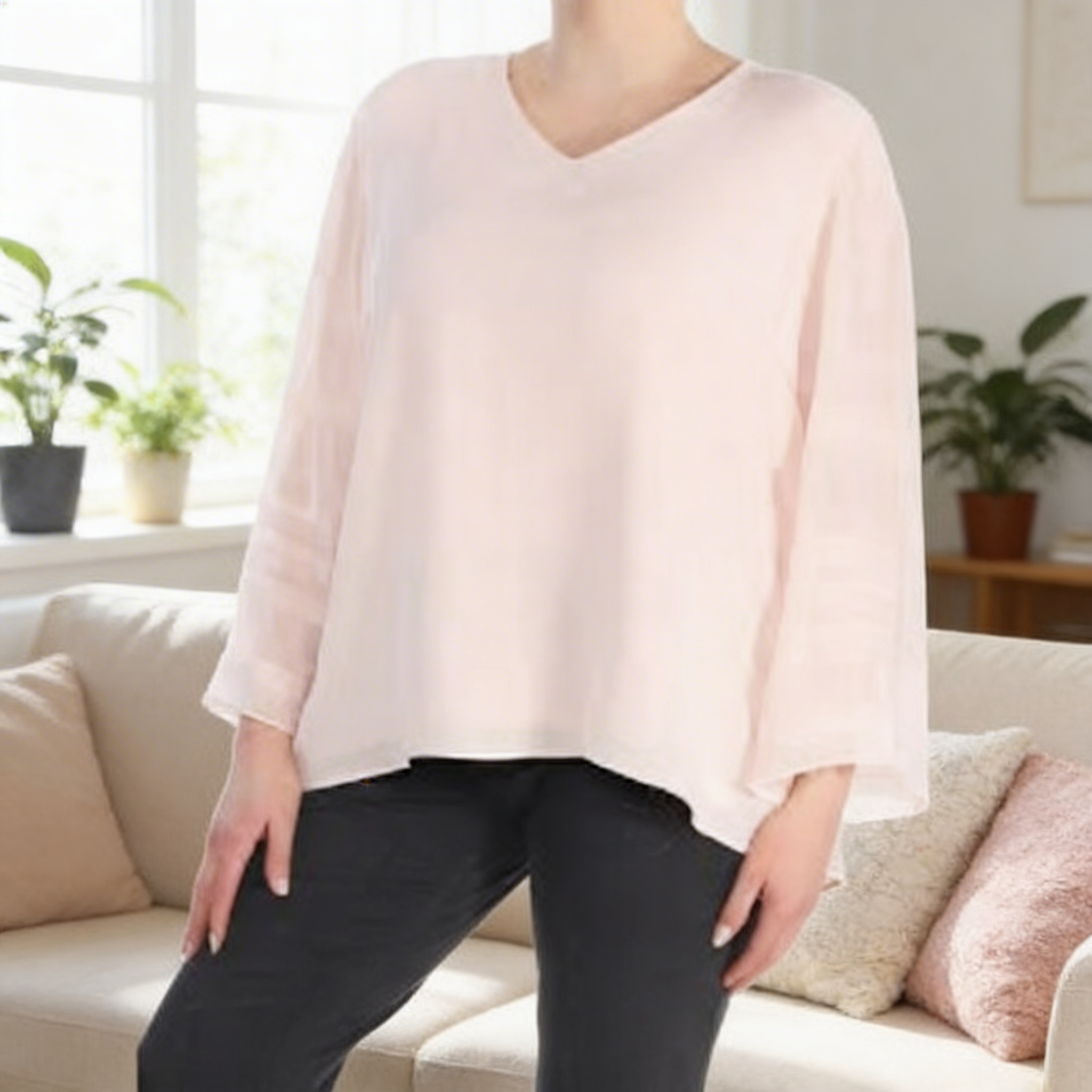 Alfani Solid Layered-Sleeve Top, Size Small