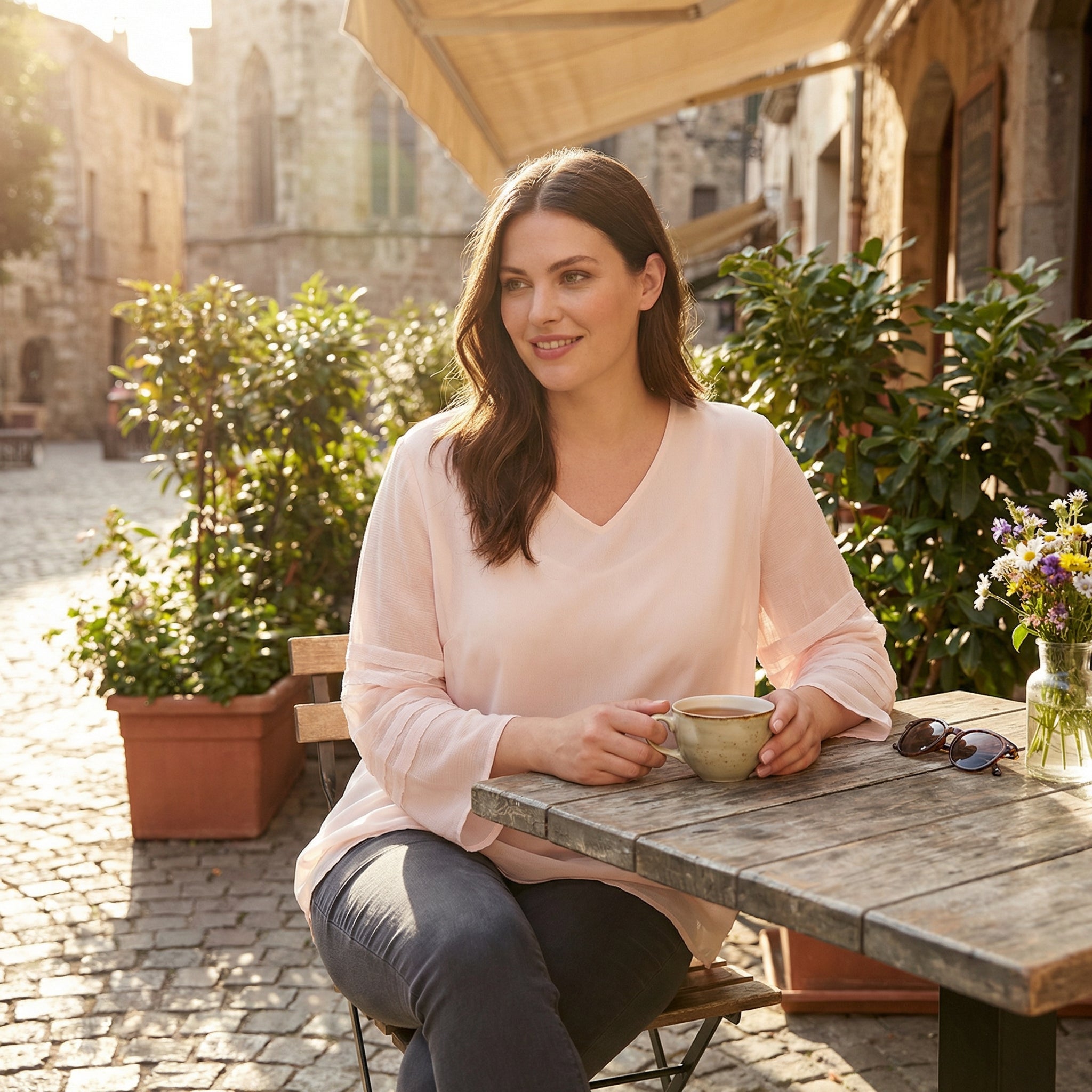 Alfani Solid Layered-Sleeve Top, Size Small