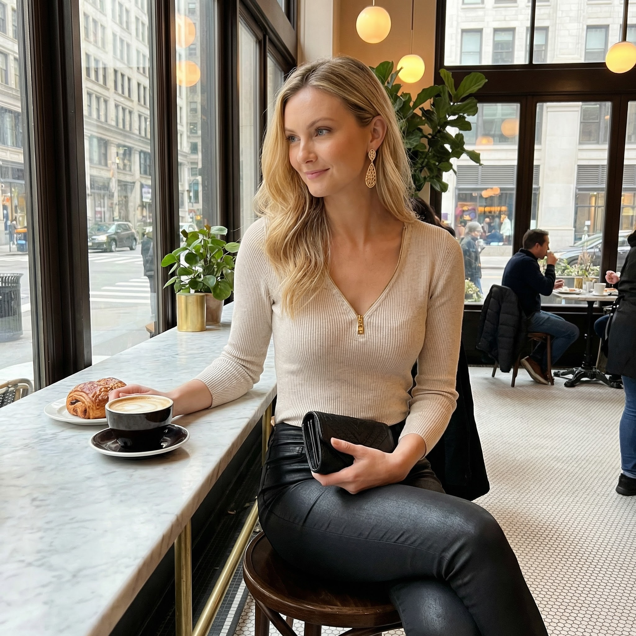 I.N.C. Zipper Embellished Sweater, Heather Sandune, Size XL