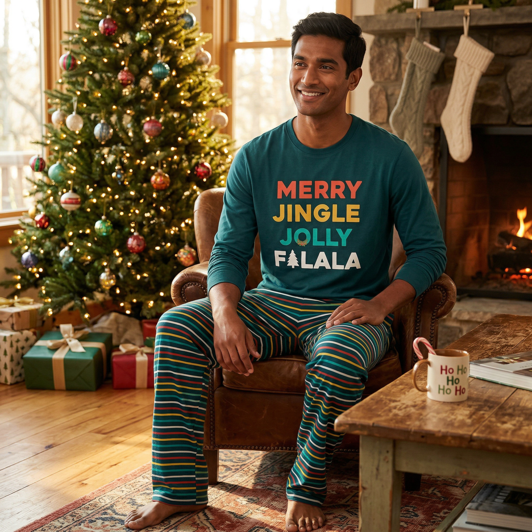 Family Pajamas Mens Merry Jingle Pajama Top, Size Small