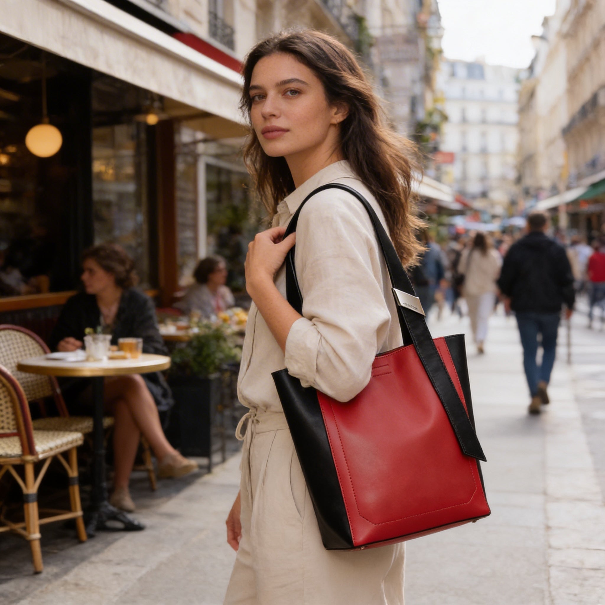 Calvin Klein Black Pink Two Tone Leather Karsyn Tote Bag