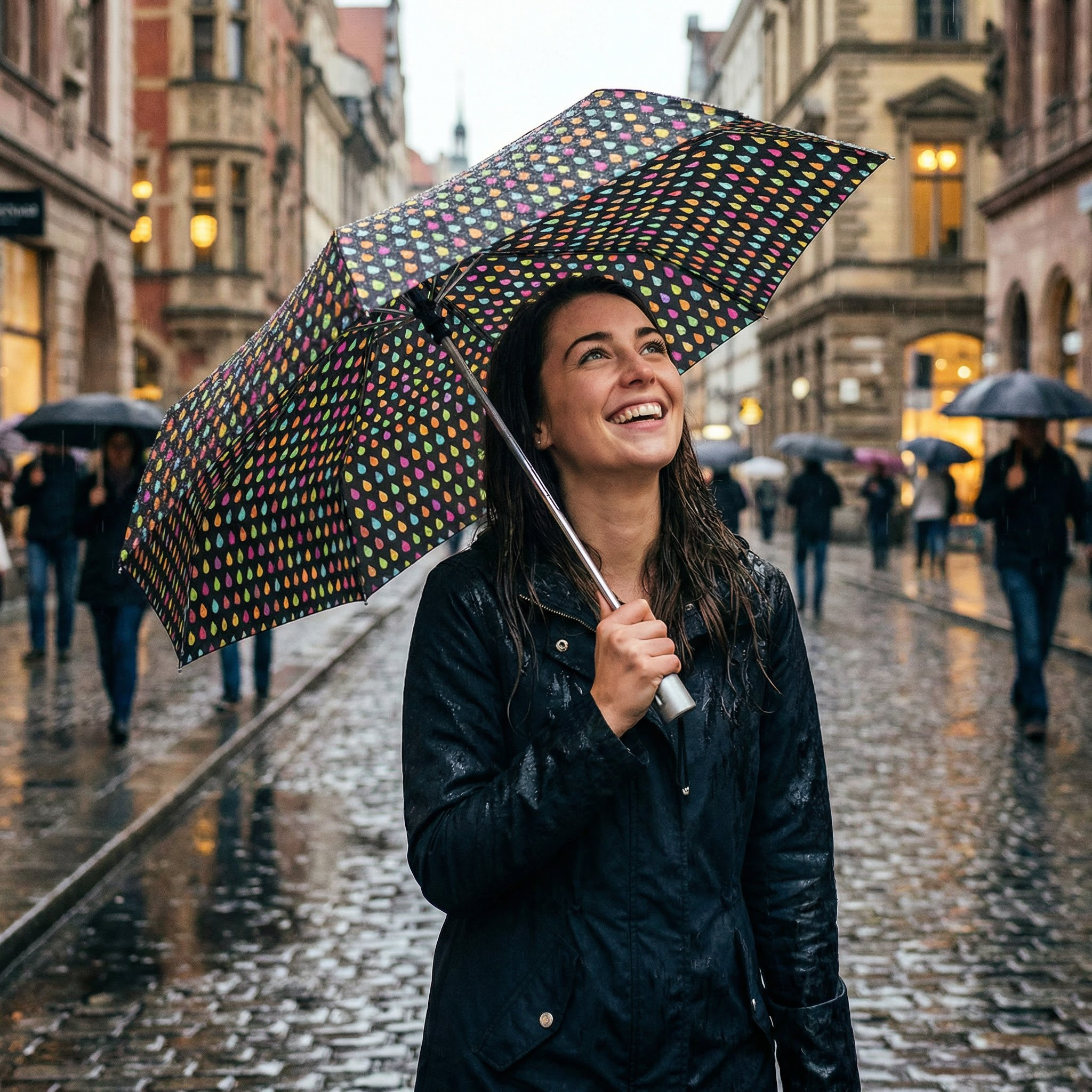 Totes Automatic Open Close Water-Resistant Travel Folding Umbrella with Sun Prot