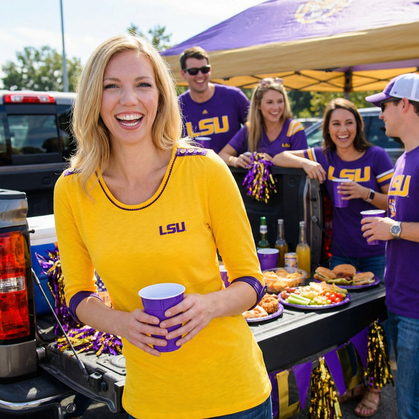 UG Apparel NCAA LSU Tigers Womens Plus Size Roll-Up Top, 1X, Gold