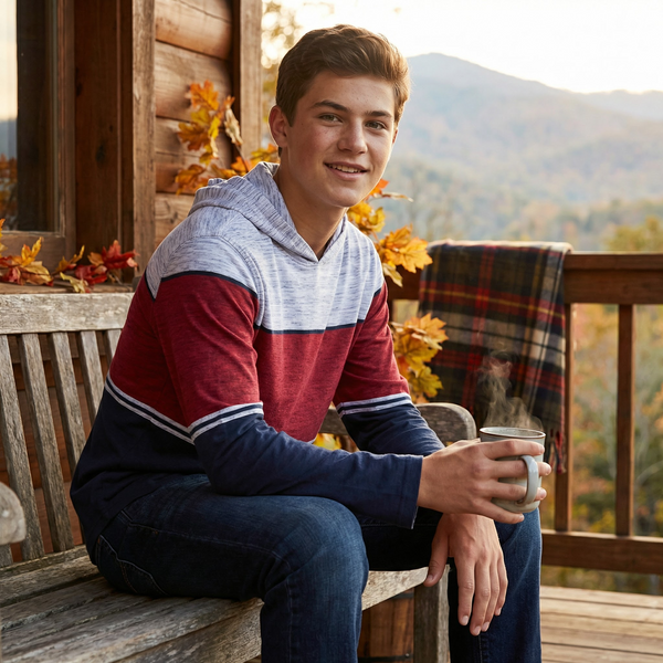 Univibe Big Boys Lewiston Colorblocked Mix-Media Hooded Shirt, Size Small