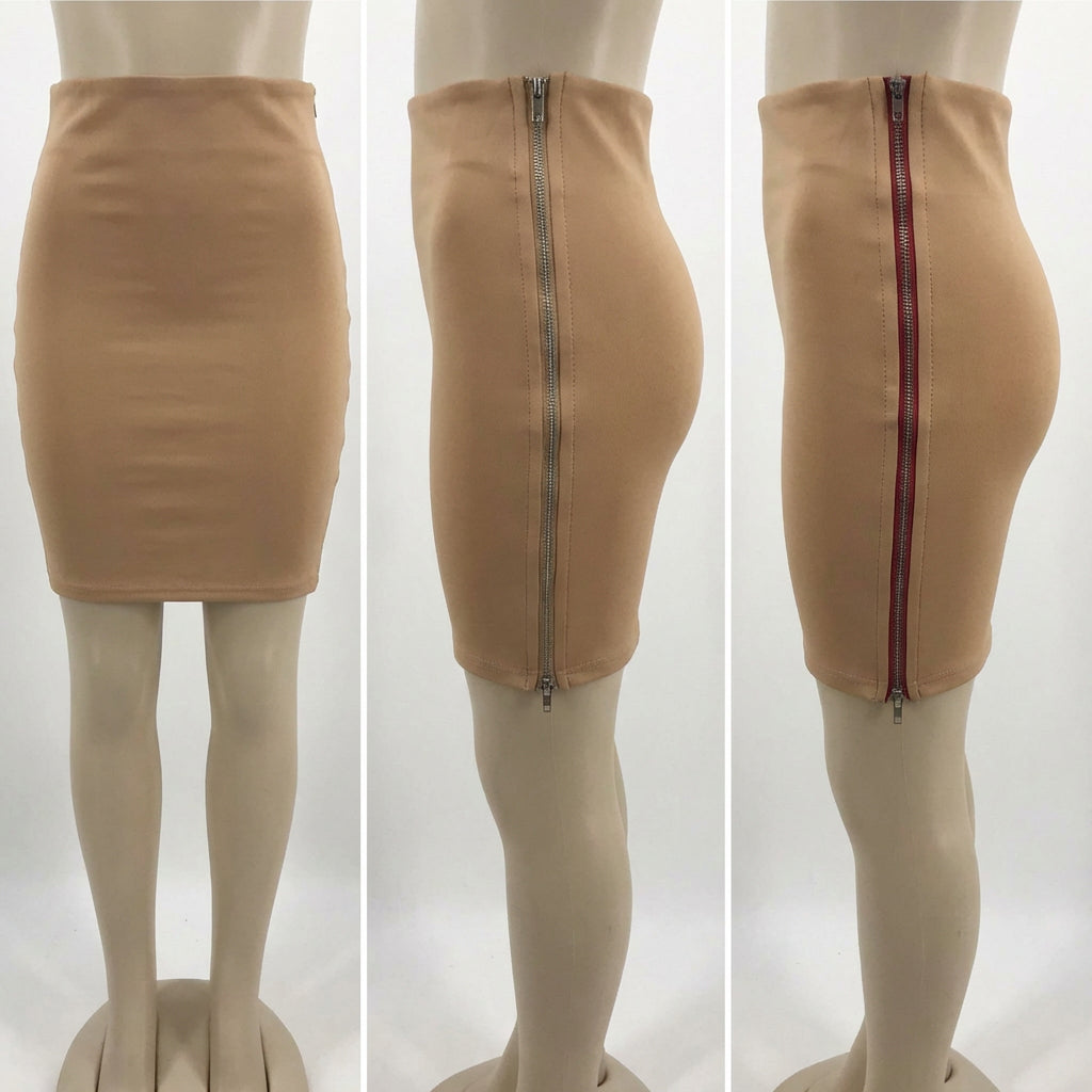 Pitaya Womens Fitted Zipper-Side Stretch Mini Skirt, Small