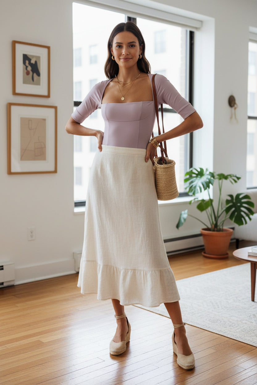 Free People Everly Square Neck Cutout Bodysuit Sea Fog Purple Women’s Medium