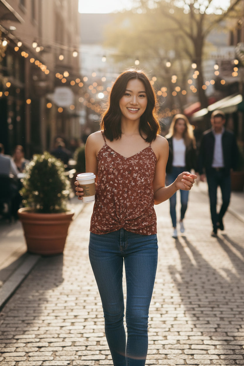 Hippie Rose Juniors Knot-Front Camisole