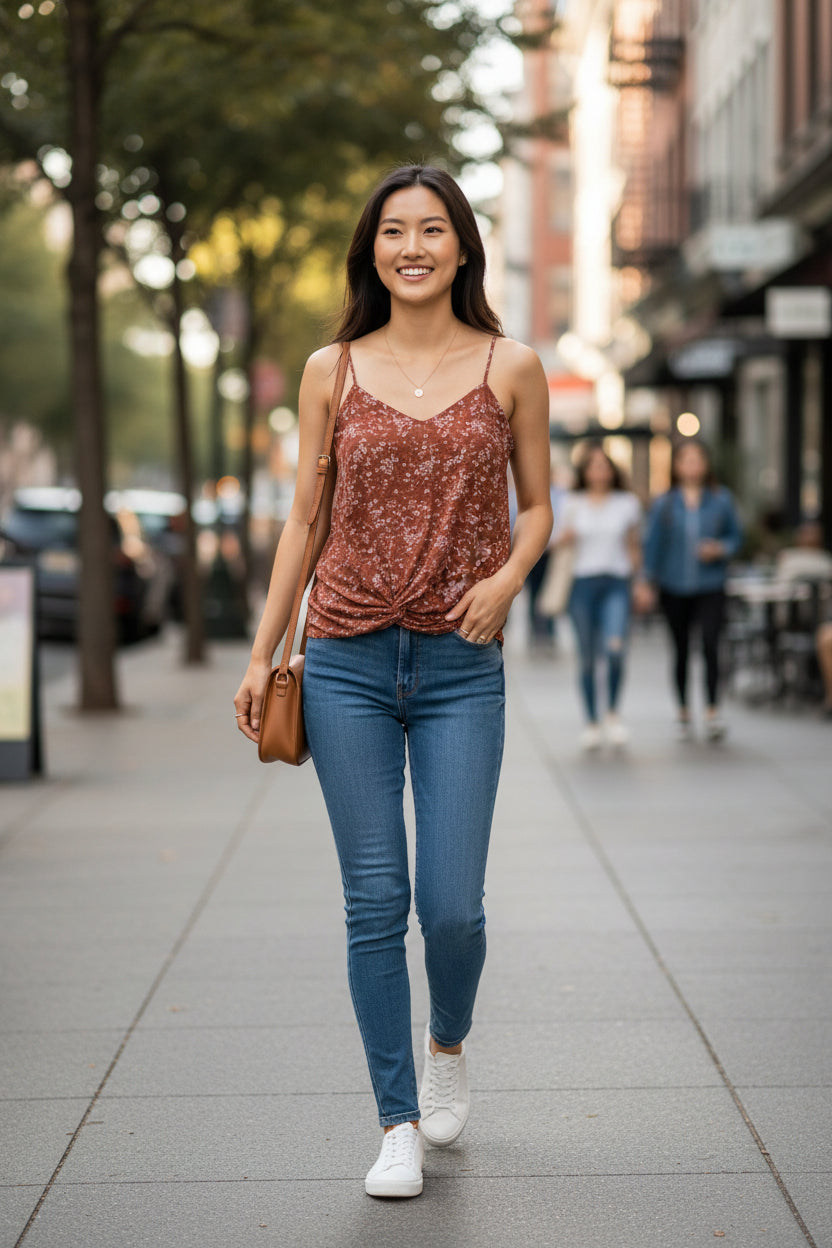 Hippie Rose Juniors Knot-Front Camisole