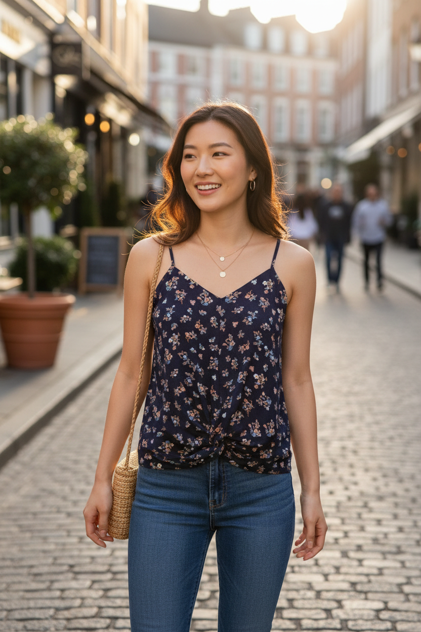 Hippie Rose Juniors Knot-Front Camisole