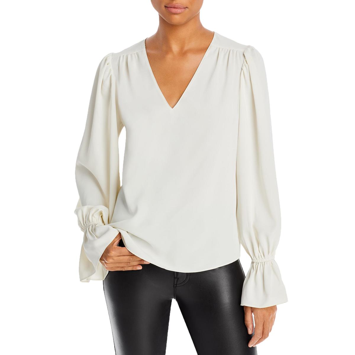 Aqua Long Sleeve V-Neck Top, US Small