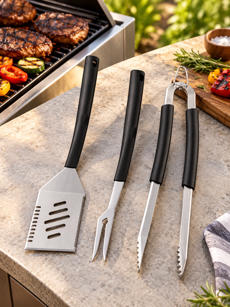 Three barbecue tools at a grill