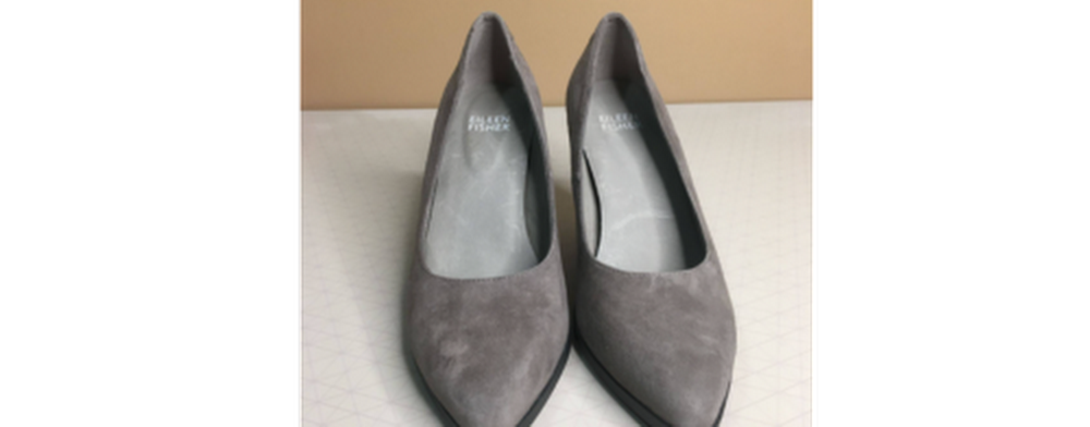 Eileen Fisher Gray Suede Chunky Heels 8.5