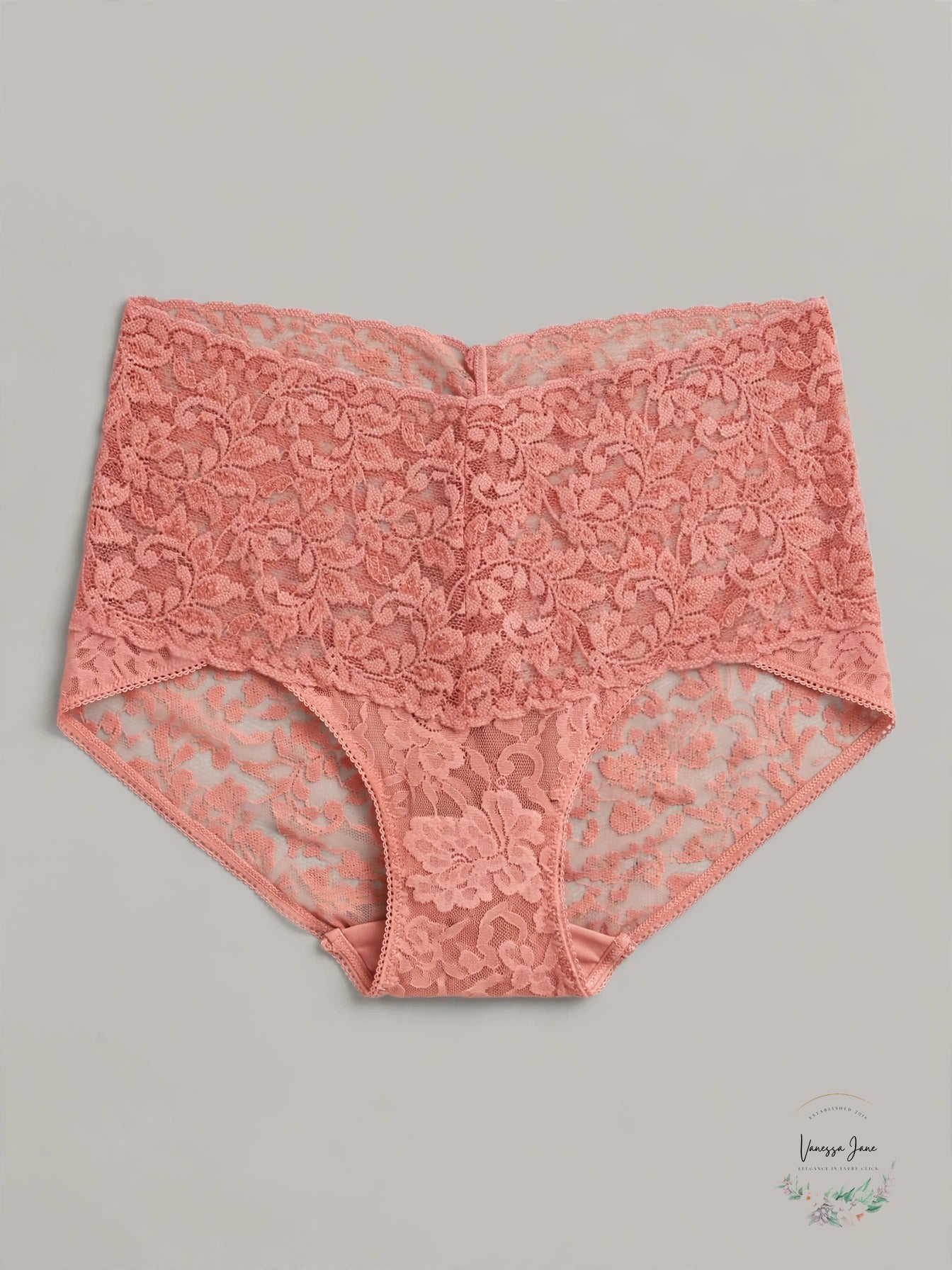 Hanky Panky Retro V-Kini Lace Panty Size S Damascus Rose Floral & Himalayan Pink
