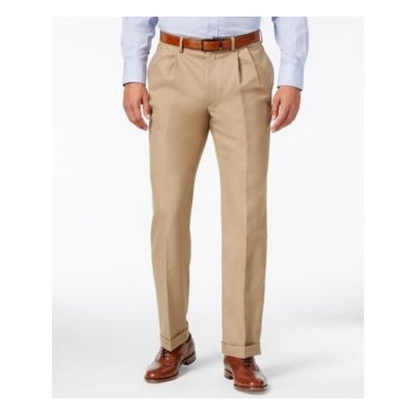 Lauren Ralph Lauren 100% Wool Double-Reverse Pleated Dress Pants - Tan, 32x30