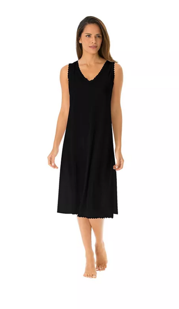 Comfort Choice Plus Size Lace-Trim Slip - Black