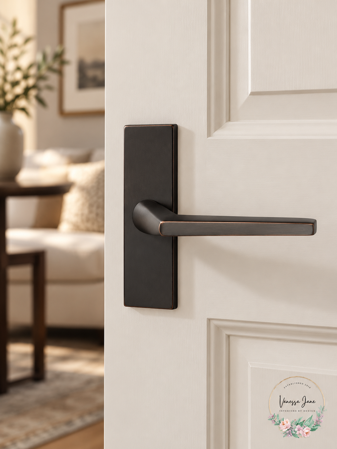 Emtek 1.5X5 Stretto Privacy Helios Lever Set with Thumbturn in Oil Rubbed Bronze
