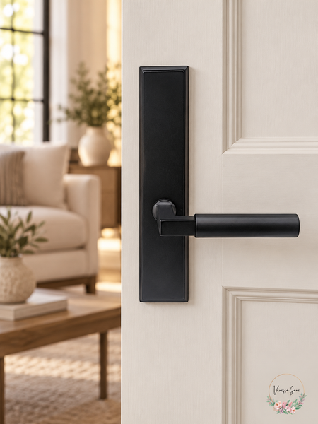 Emtek Modern Rectangular 2x10 Non-Keyed Multi Point Lock Trim, Hercules Lever LH