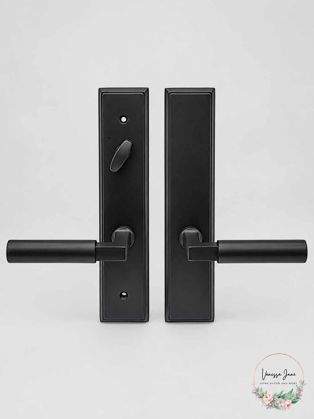 Emtek Modern Rectangular 2x10 Non-Keyed Multi Point Lock Trim, Hercules Lever LH