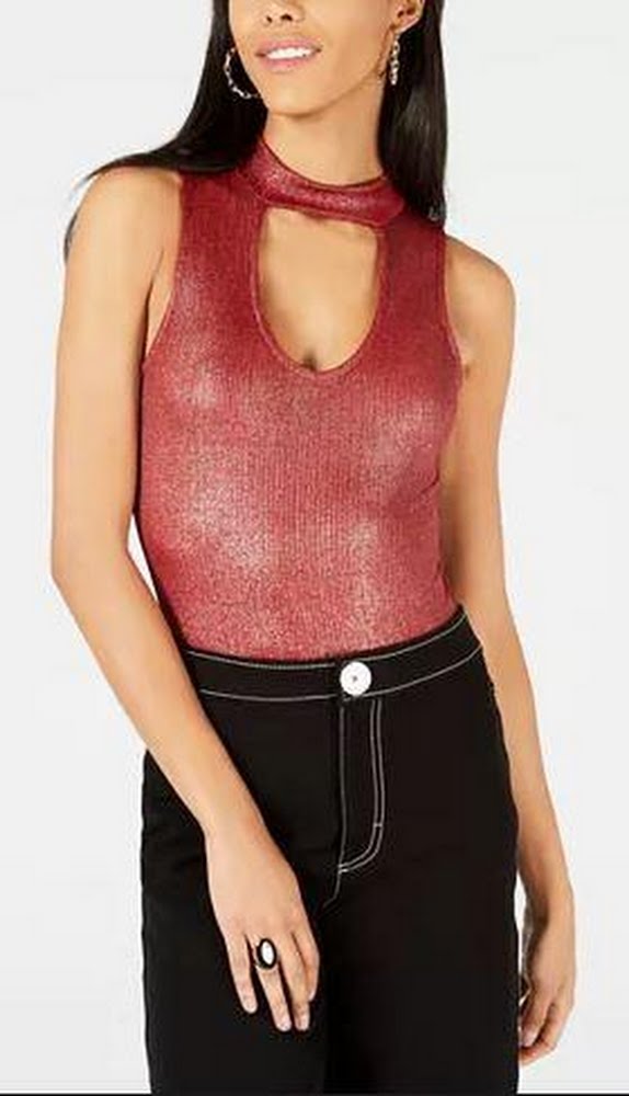 PROJECT 28 NYC Metallic Choker Bodysuit, Large