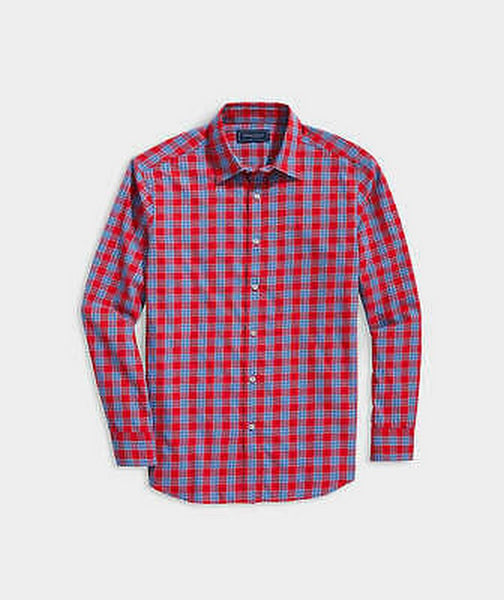 Vineyard Vines Mens Spread Collar Cotton-Cashmere Plaid Shirt, Size Large