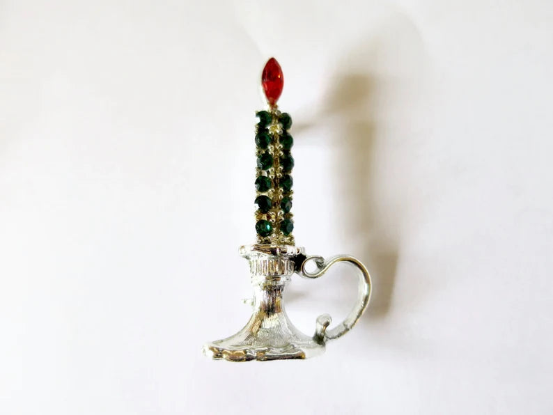 1950s -60s Holiday Christmas Candle Brooch