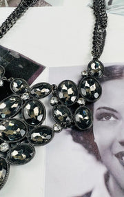 Vintage grey-sliver-statement necklace-gray statement necklace-bib