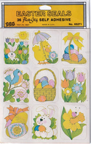Vintage 1980s 1990s 2000s Sticker Sheet, Eureka Spring Sticker Squares, Flowers,