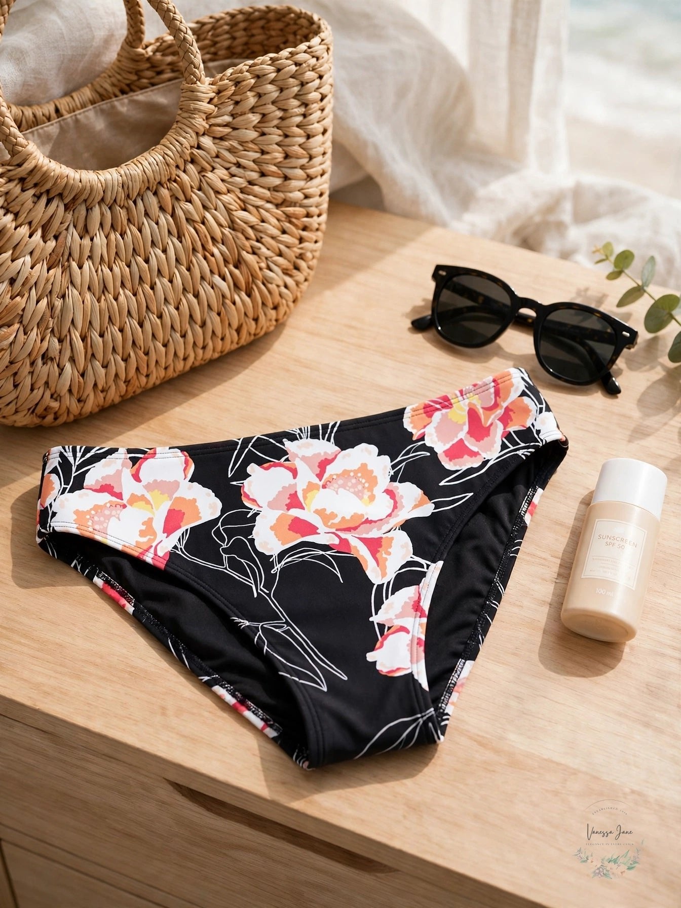 Roxy Juniors Floral-Print High-Leg Bikini Bottoms