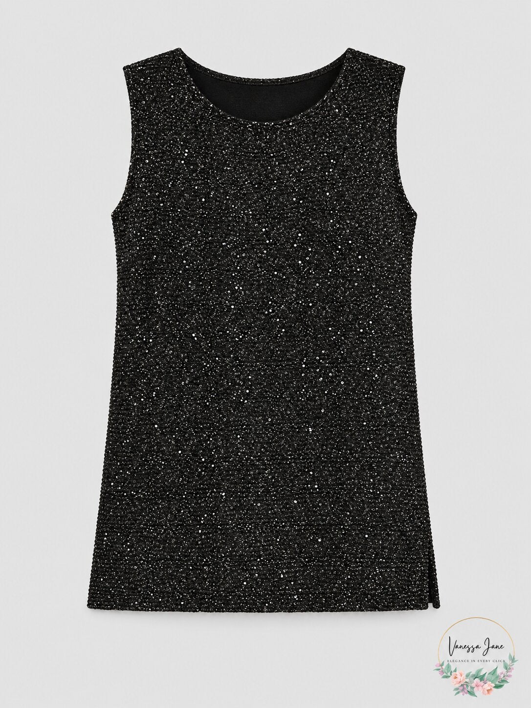 Lafayette 148 New York Sleeveless, Black Metallic Tunic , Size Medium