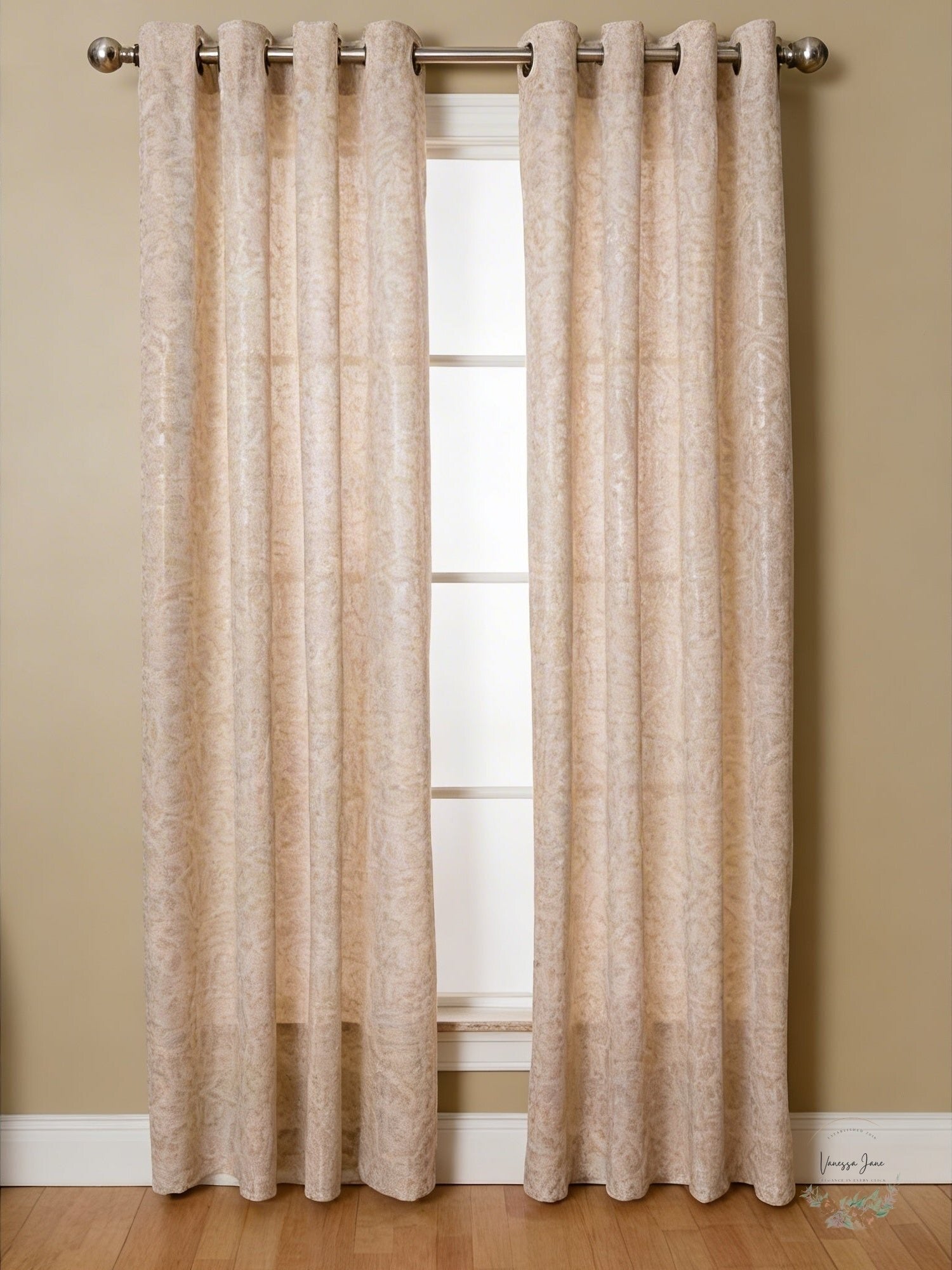 Natco Home Kailey Botanical Grommet Single Curtain Panel, 95"/Gold