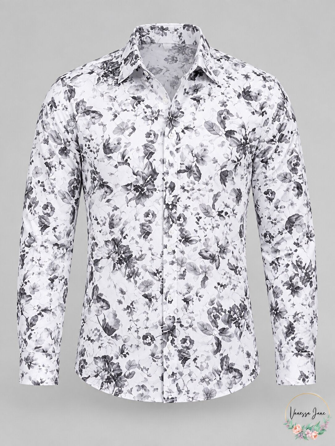 Hugo Boss Mens Extra-Slim Fit Floral Shirt, Open White, Size XL