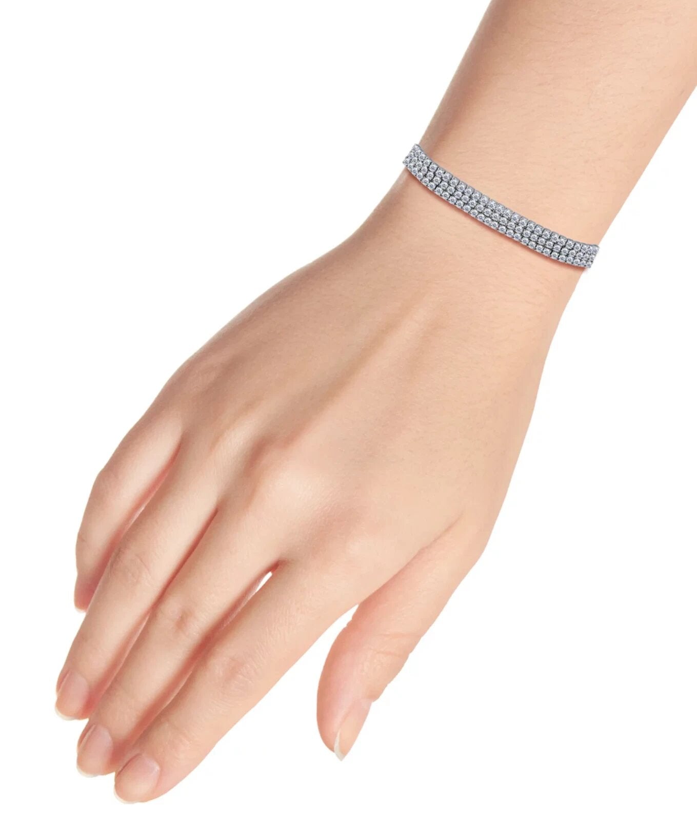 Rh Macy Cubic Zirconia Multi-Row Statement Bracelet in Sterling Silver