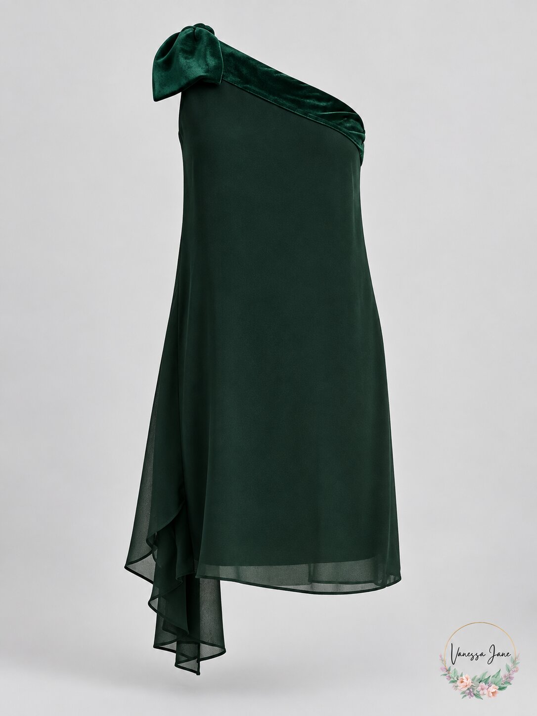 Lauren Ralph Lauren Womens Chiffon One-Shoulder Dress – Deep Pine-Size 4