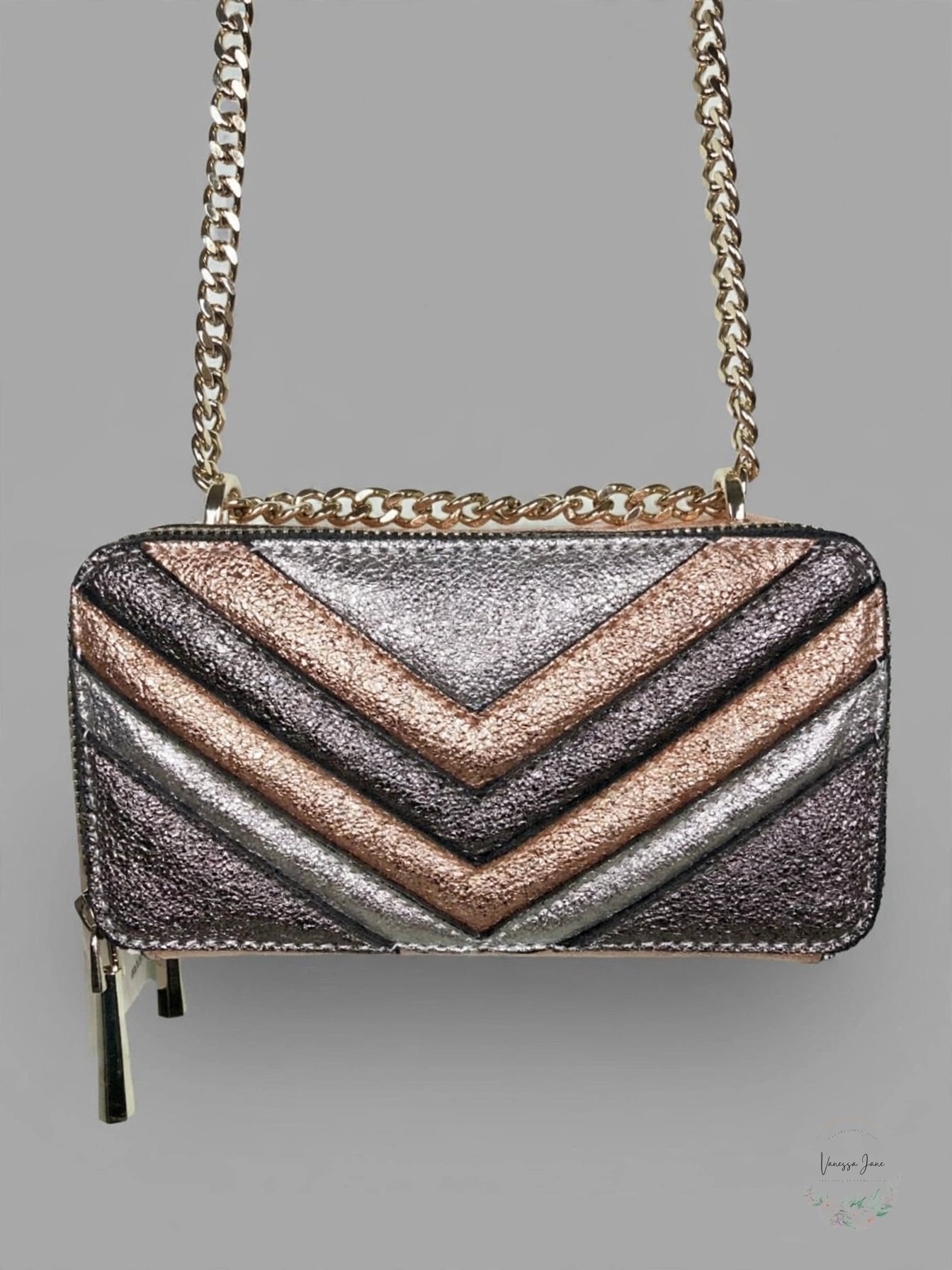 Nasty Gal Women's Metallic Crossbody Purse, Copper, Size OS