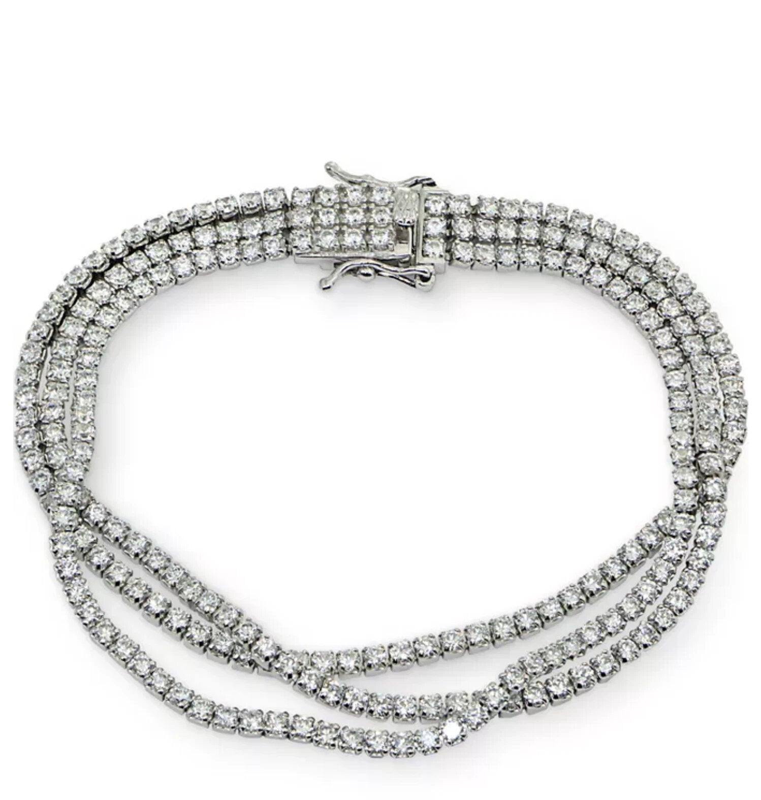Rh Macy Cubic Zirconia Multi-Row Statement Bracelet in Sterling Silver