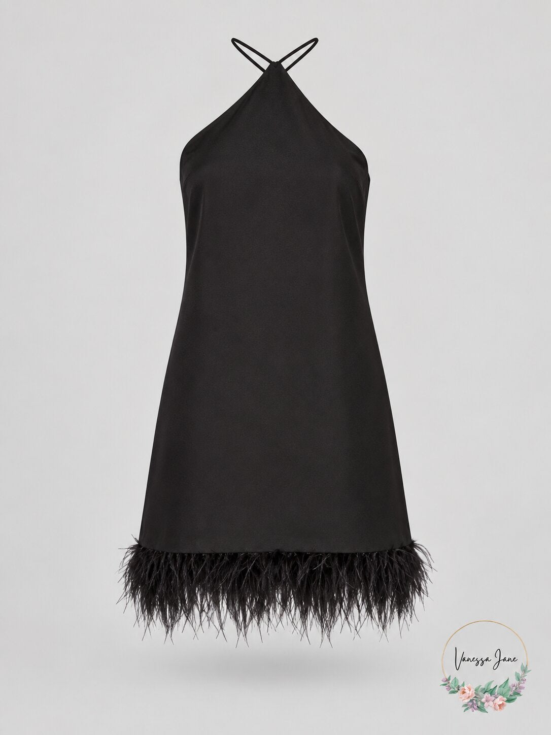 Michael Michael Kors Feather-Trim Halter Dress