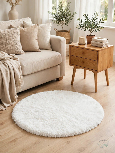 Chloelov Soft Round Fluffy Faux Fur Area Rug 3x3 Circle