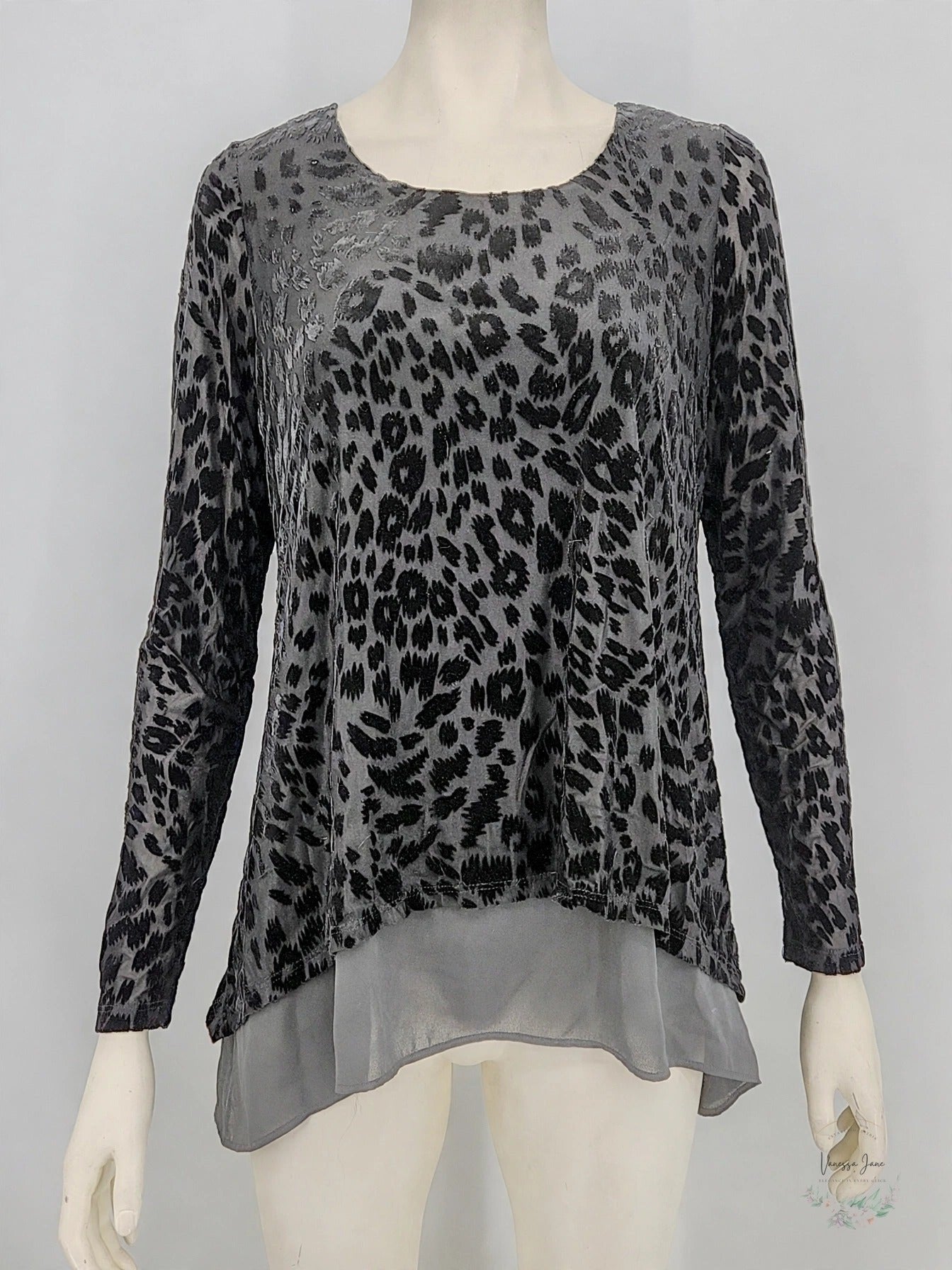 Karen Kane Ruffled Velvet Burnout Trapeze Top, Size Small