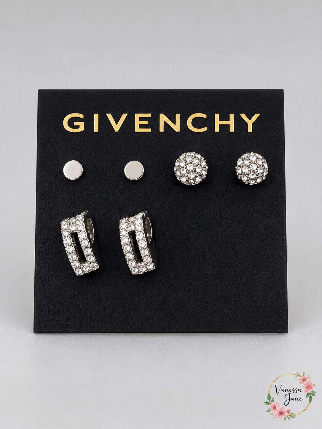 Givenchy 3-PC. Set Crystal & Hoop Earrings – Rhodium