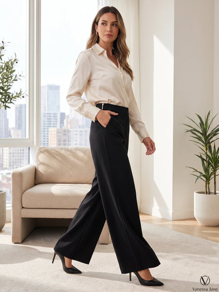 White House black market trousers wide leg side zipper, Size 2