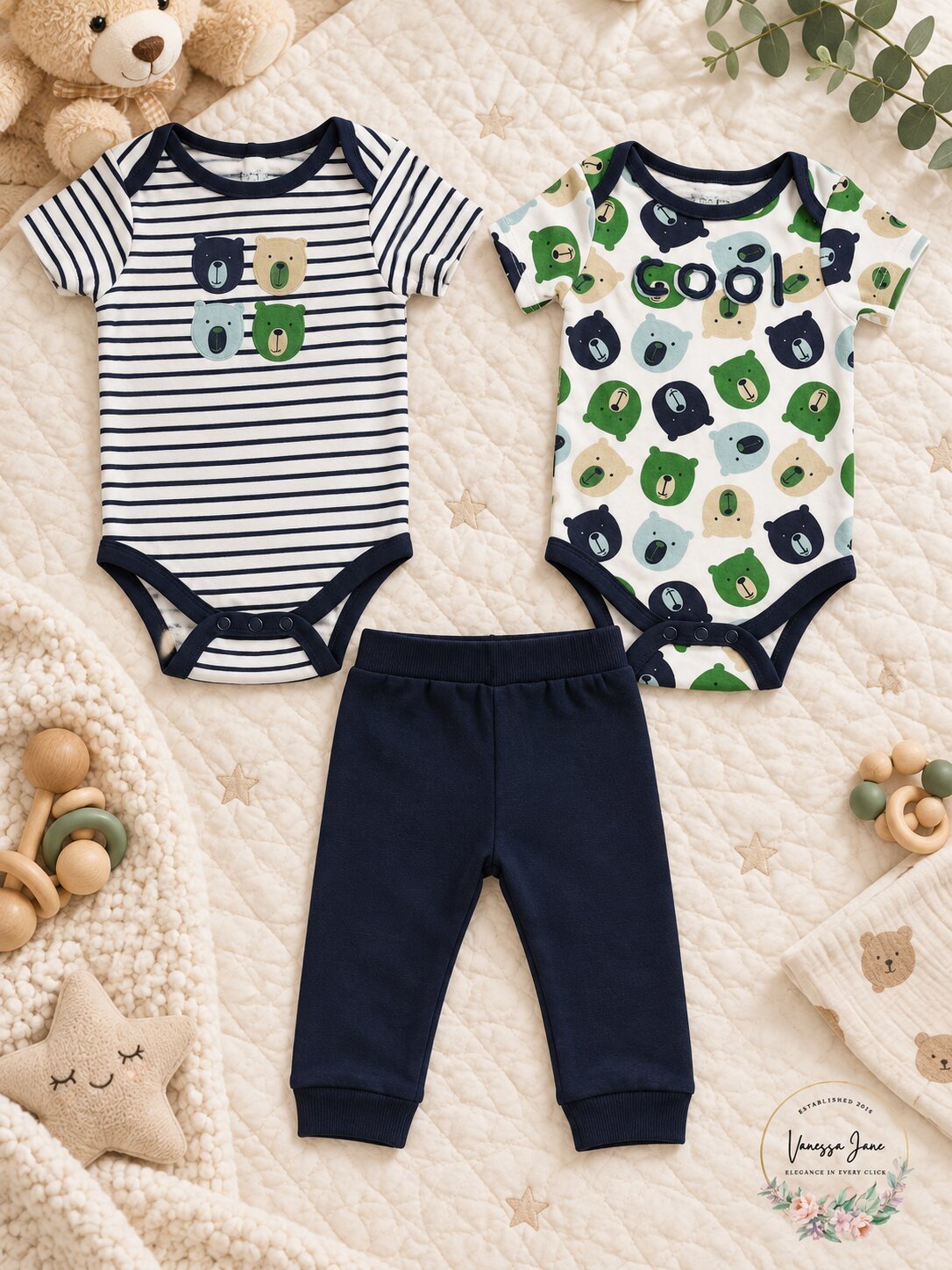 Baby Gear Baby Boys 3-PC. Printed Cotton Bodysuits & Pants Set