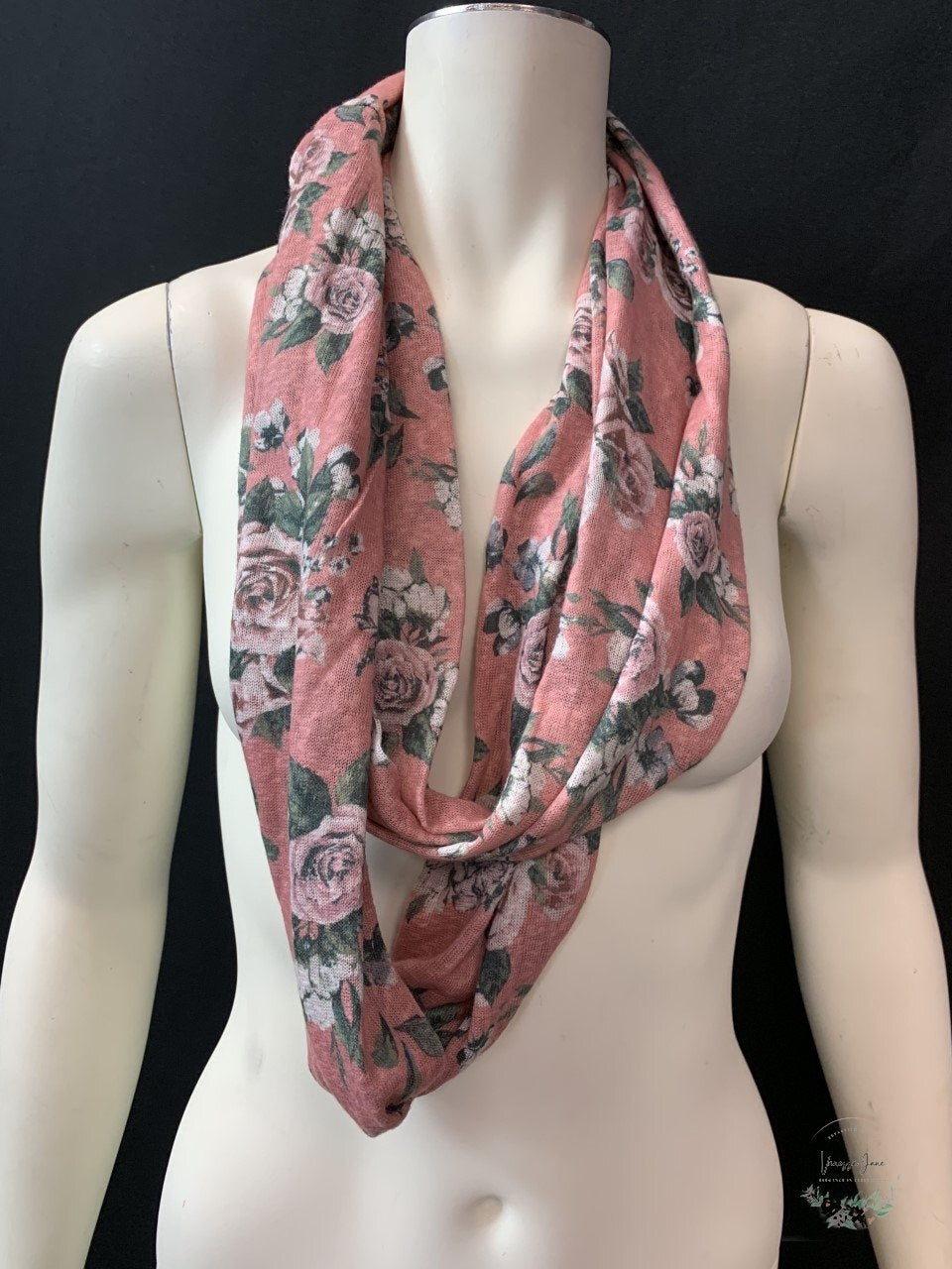 Women Floral Design Lightweight Soft Infinity Scarf