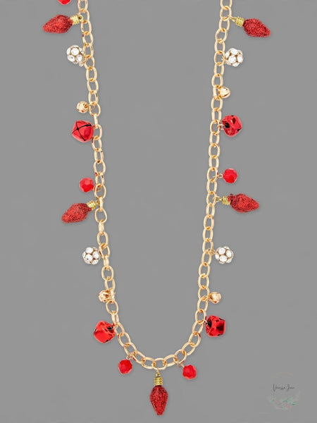 Holiday Lane Gold-Tone Crystal Jingle Bell Charm Necklace 36"