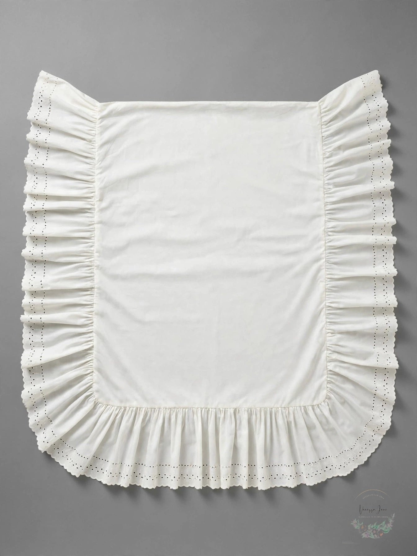 Smootheweave Ruffled Eyelet Twin Bed Skirt, 14" Drop, Ivory