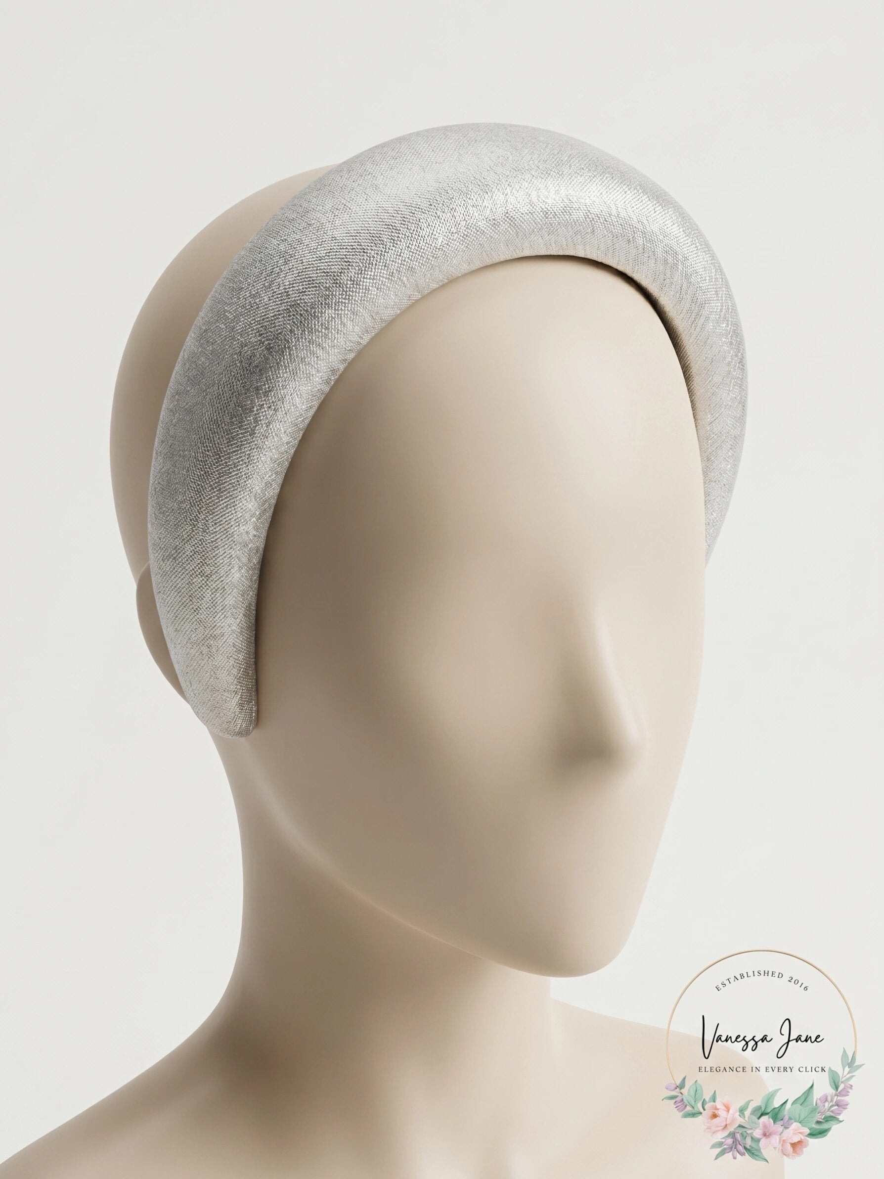 Hand-Made Silver Padded Headband