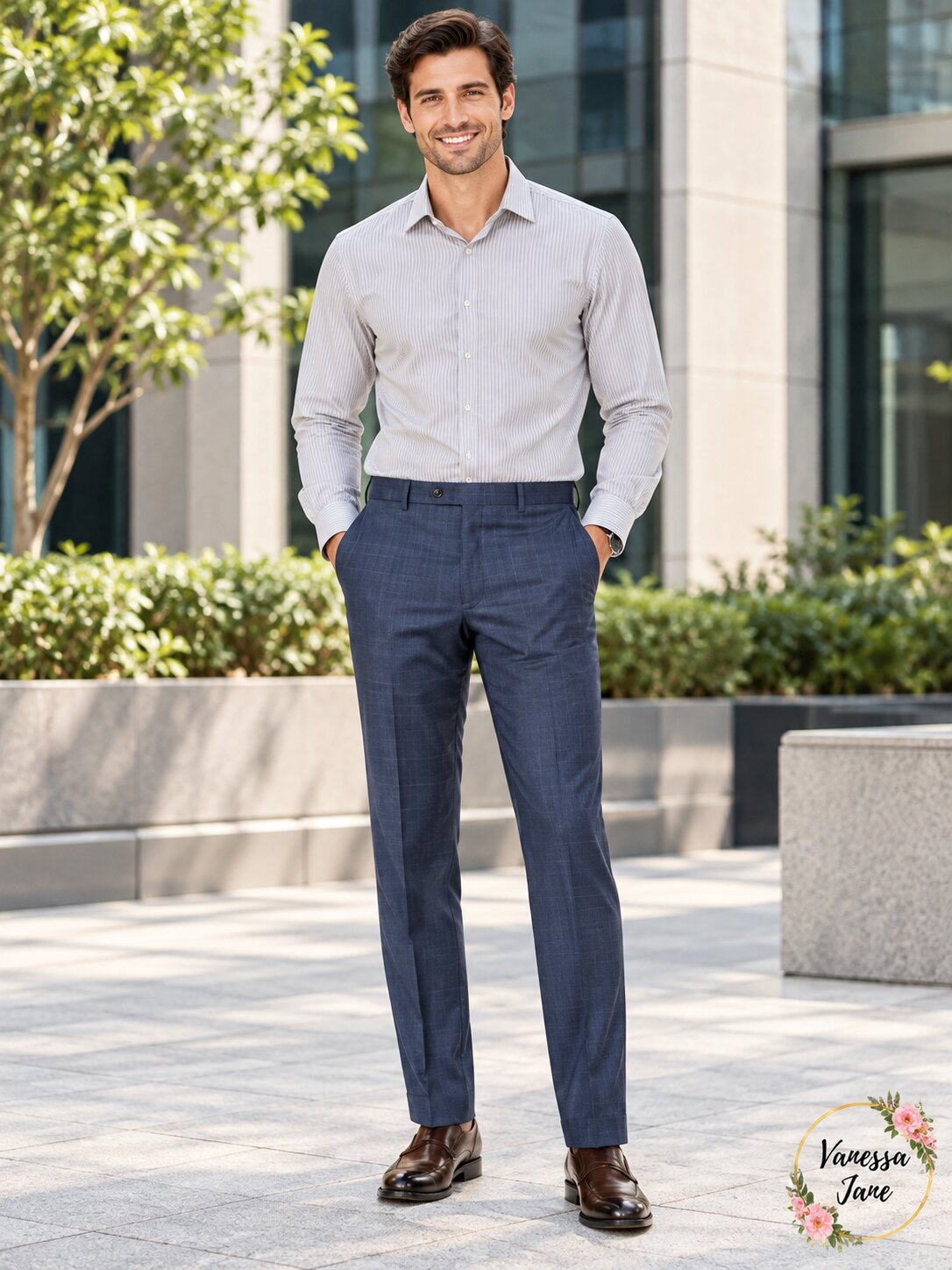 Michael Kors Mens Classic-Fit Airsoft Stretch Plaid Suit Pants
