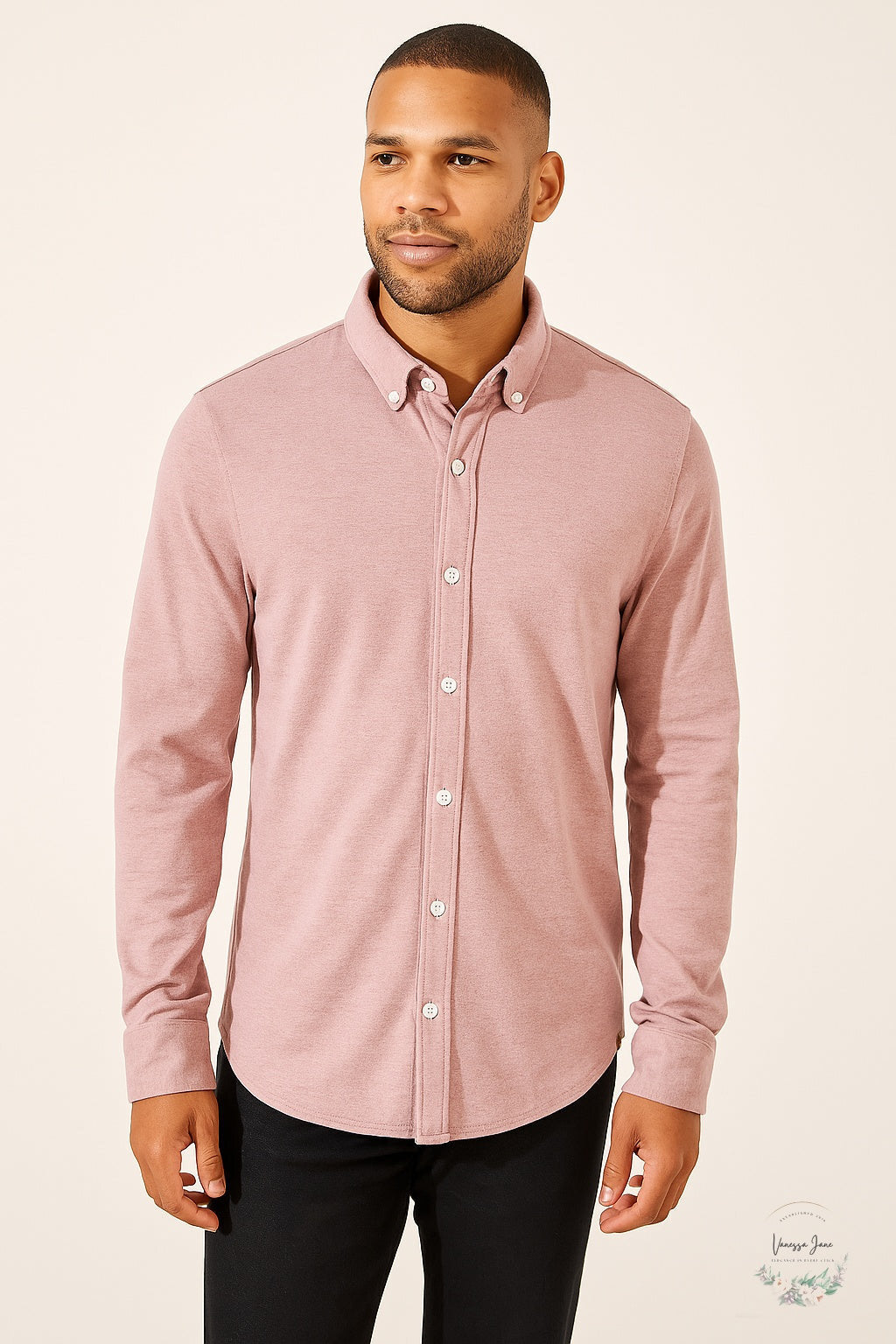 Threads 4 Thought Mens Mika Pique Button-Down Shirt in Heather Lilac, M