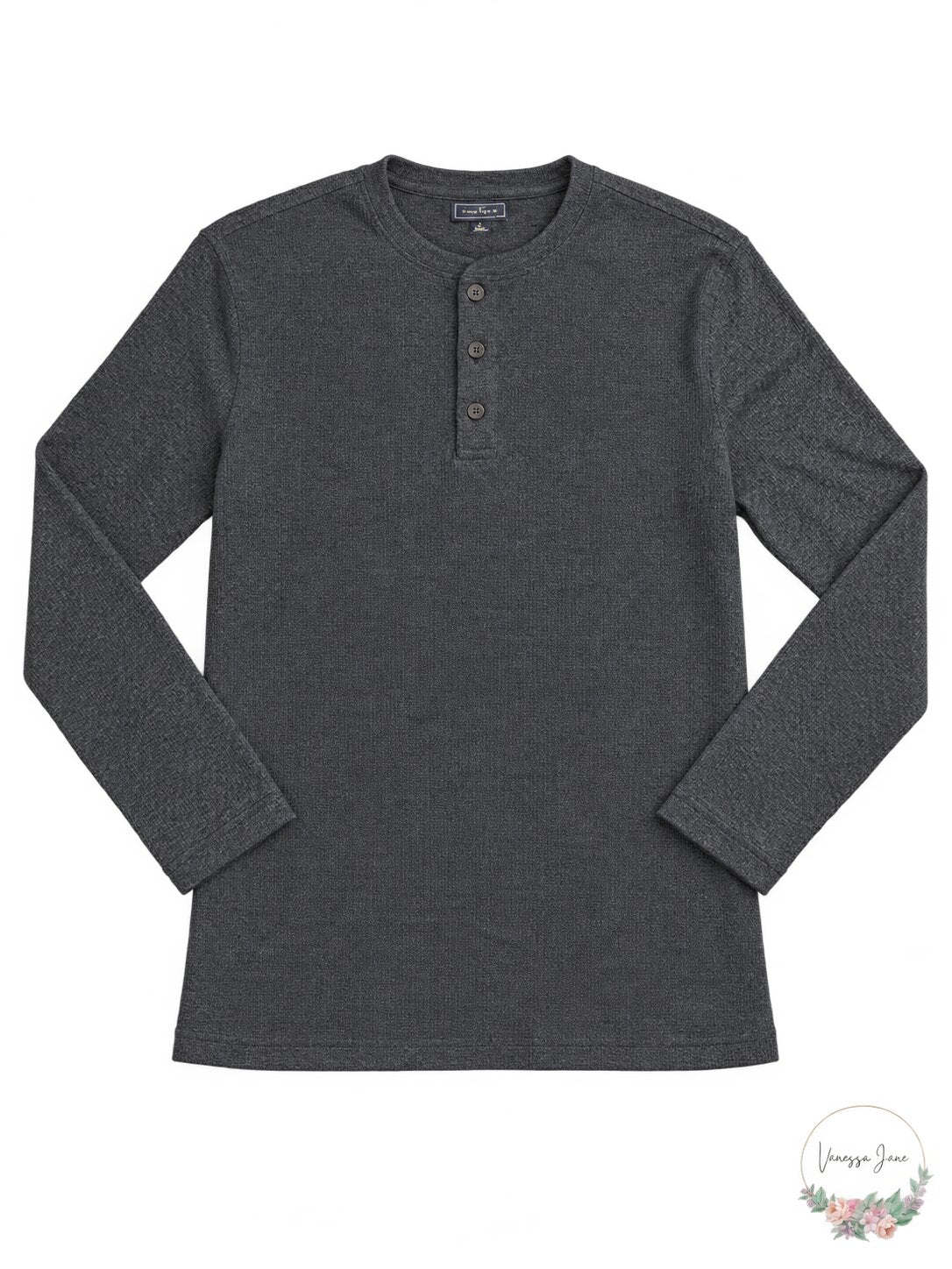 Club Room Thermal Waffle Knit Long Sleeve Henley Shirt
