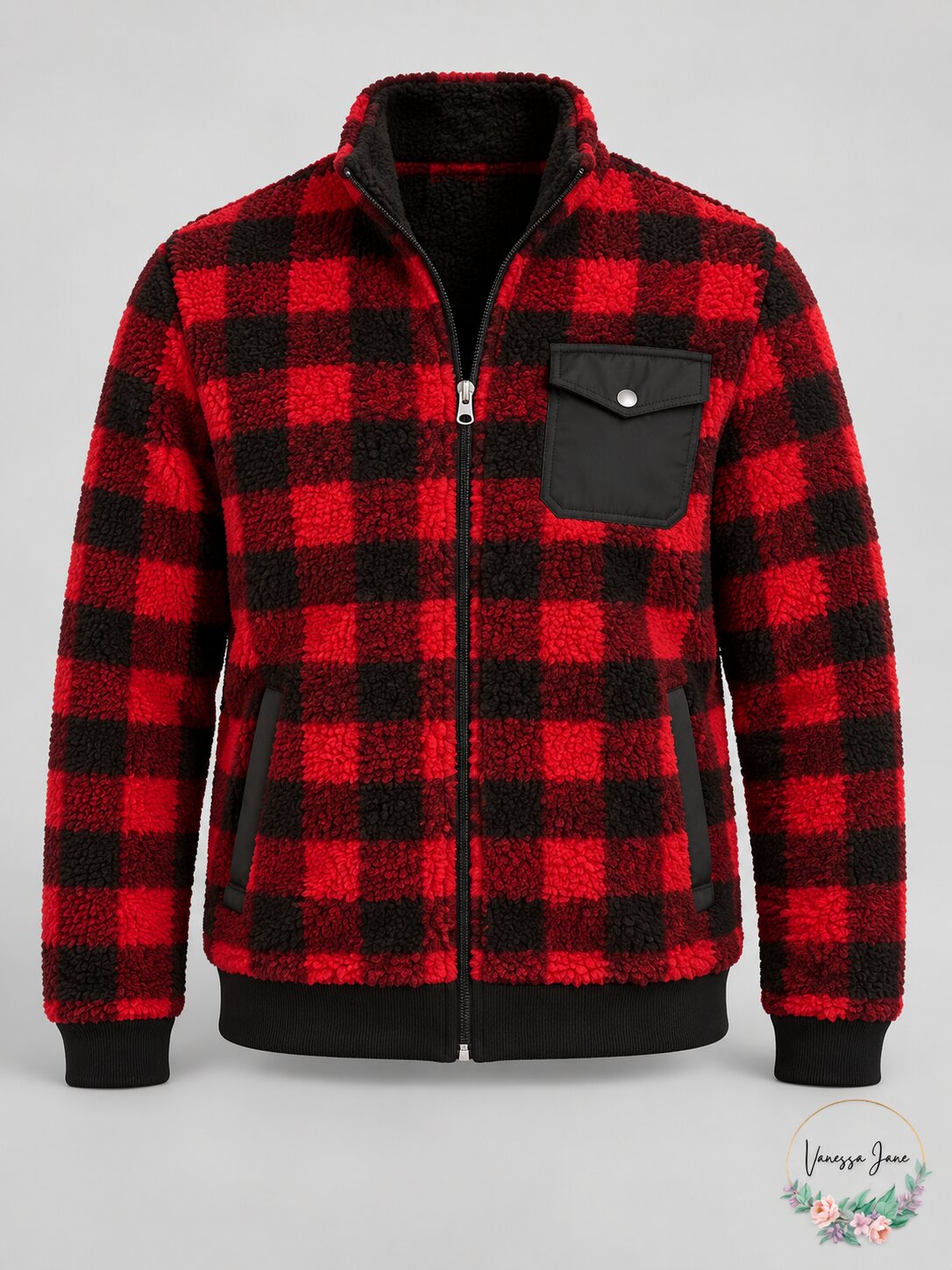 Club Room Mens Full-Zip Plaid Sherpa Jacket, Size Small